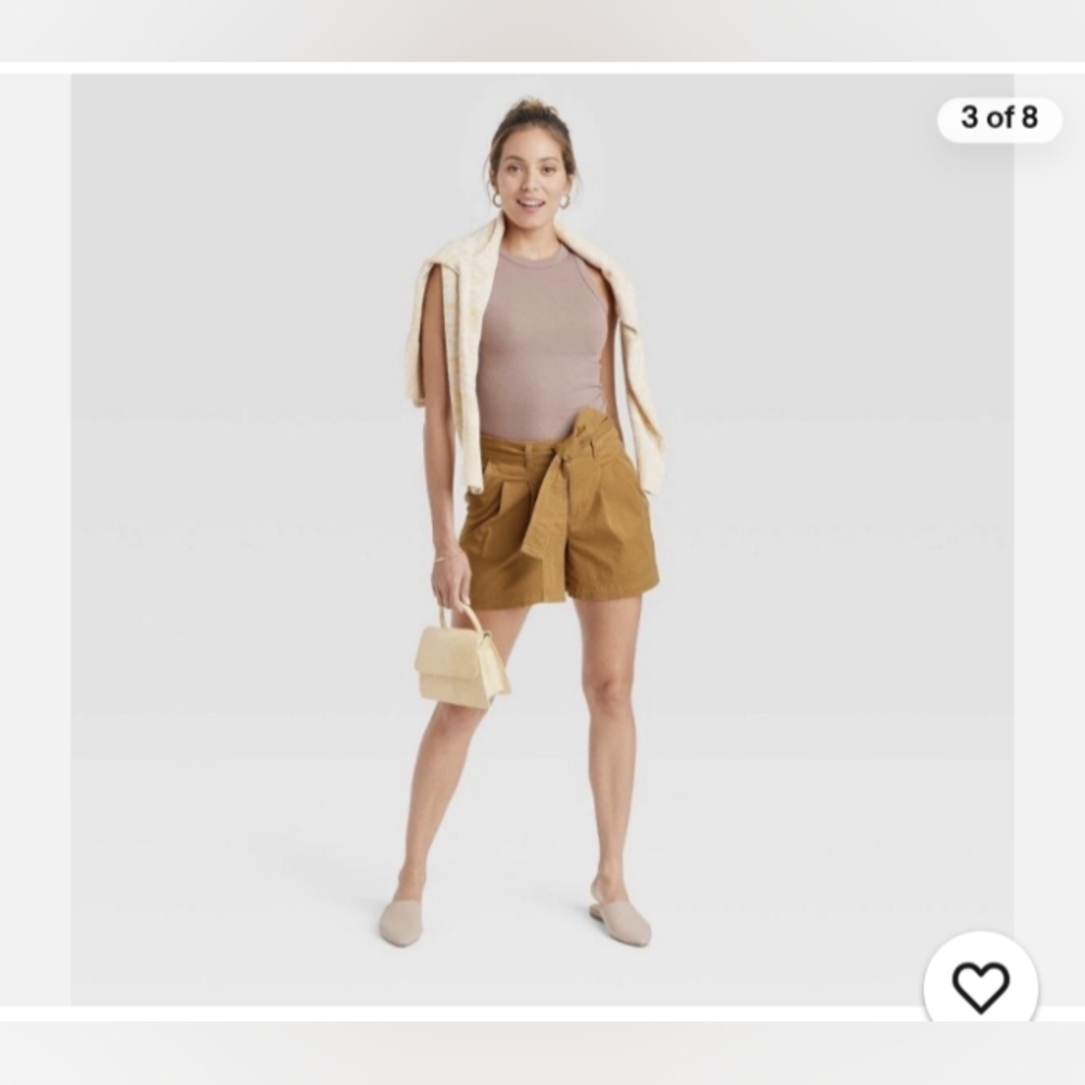 A New Day, Stretch Elastizado, Tan, High Waist Shorts, Size 14